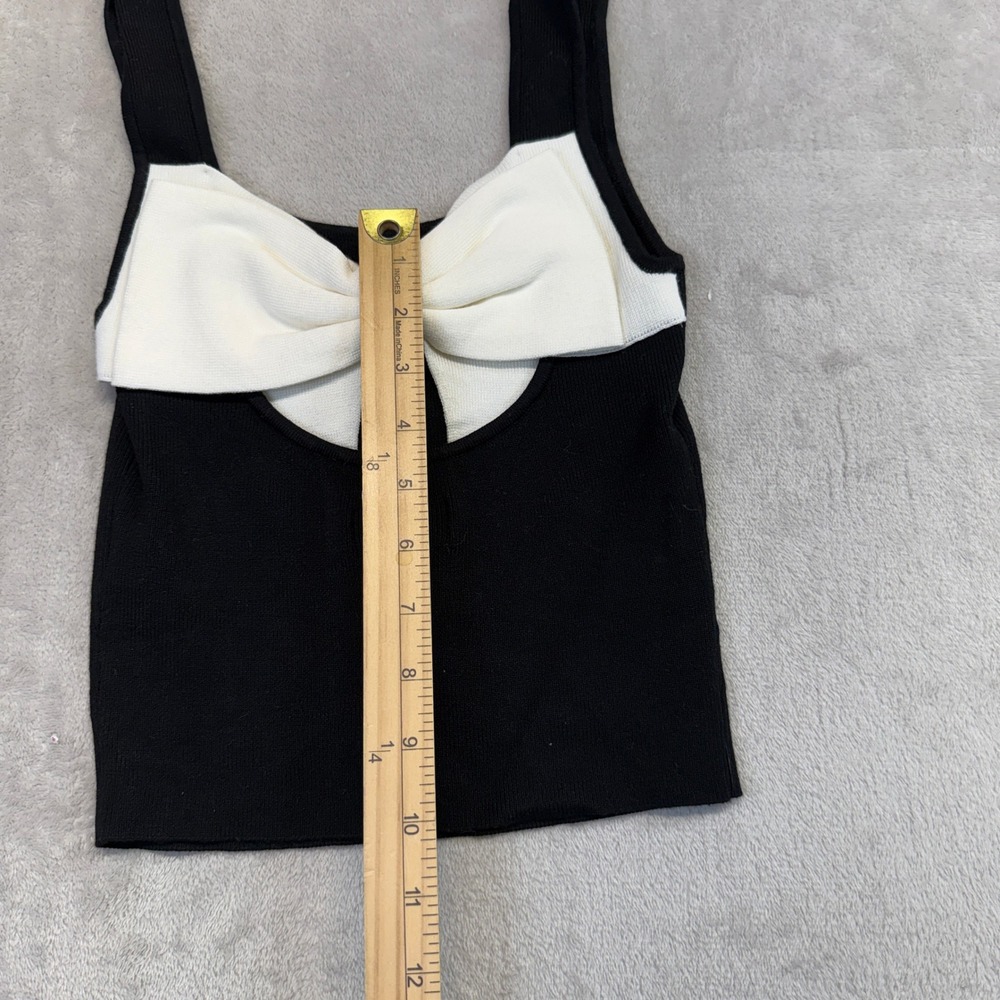 Maeve Anthropologie Vest Women XXS Knit Tank Top Black Ivory Bow Back Sleeveless - Picture 5 of 7
